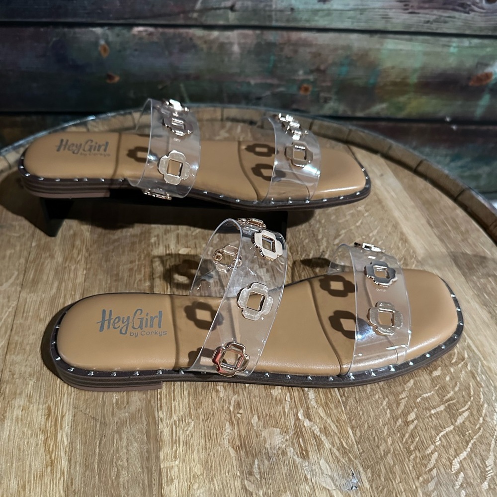 ✨ Corky’s Hey Girl “Low Tide” Clear Sandals with Gold Accents ✨ - Size 11